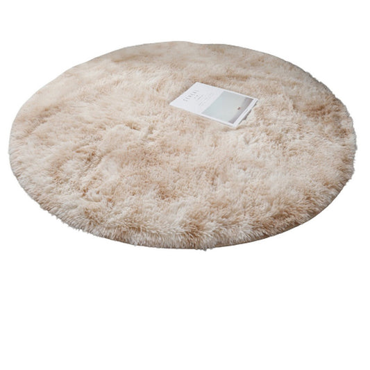 Rainbow Rug Tie Dyed Plush Round Mat Non-Slip Colorful Floor Carpet for Bedroom Nursery Home Decor -Camel