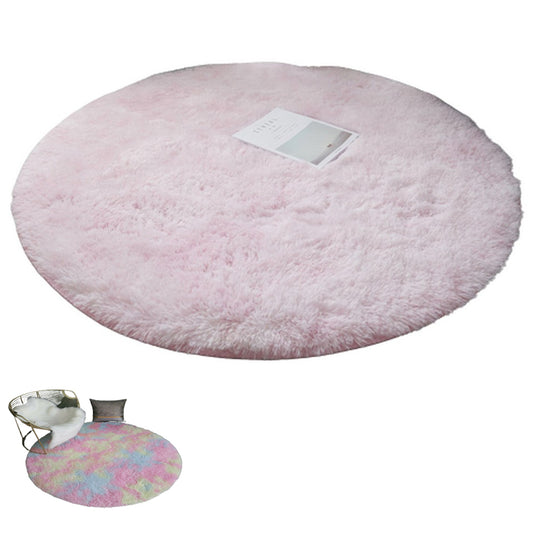 Rainbow Rug Tie Dyed Plush Round Mat Non-Slip Colorful Floor Carpet for Bedroom Nursery Home Decor -Pink
