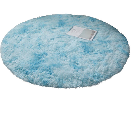 Rainbow Rug Tie Dyed Plush Round Mat Non-Slip Colorful Floor Carpet for Bedroom Nursery Home Decor -Blue
