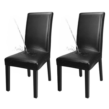 Chair Cover 4-Pack Waterproof PU Leather Dining Chair Covers Chair Slipcover -Black