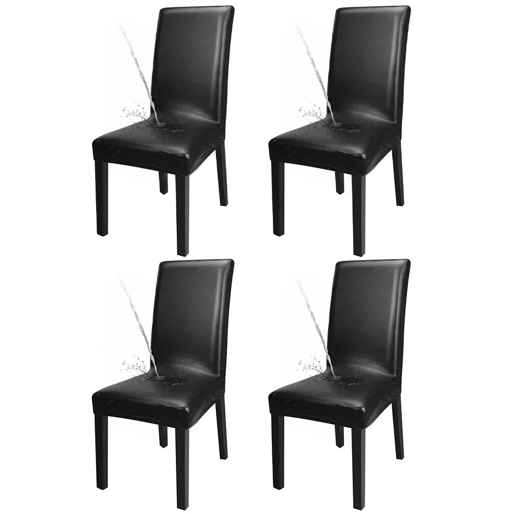 Chair Cover 4-Pack Waterproof PU Leather Dining Chair Covers Chair Slipcover -Black
