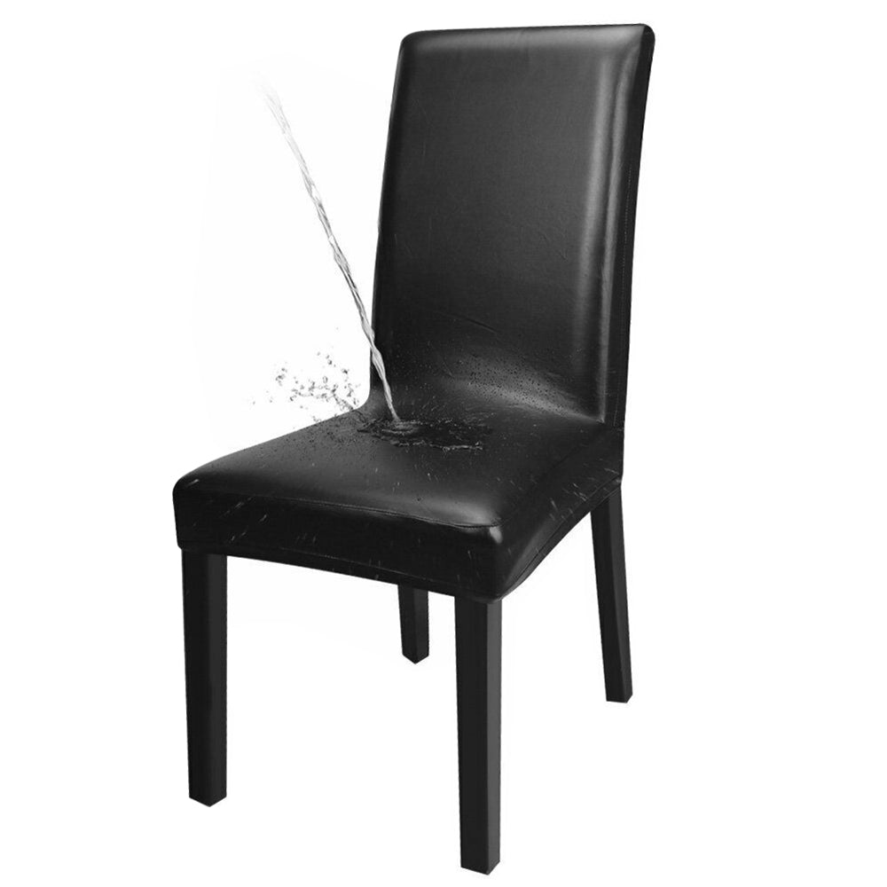 Chair Cover 4-Pack Waterproof PU Leather Dining Chair Covers Chair Slipcover -Black