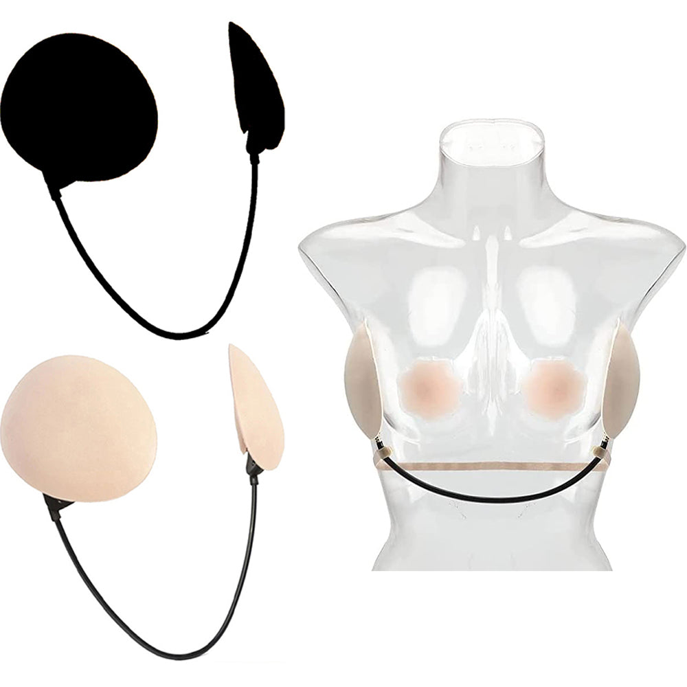 2X Women Invisible Push Up Frontless Bra Kit Nude Black