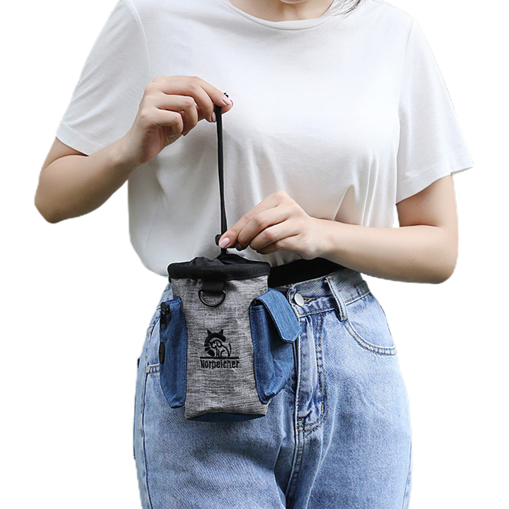 Dog Treats Pouch Pet Training Bag Pouches Dog Treat Carrier Holder with Waist Belt Grey