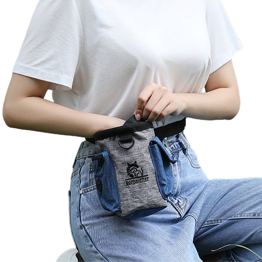 Dog Treats Pouch Pet Training Bag Pouches Dog Treat Carrier Holder with Waist Belt Grey