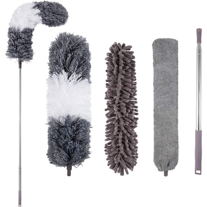 4pcs Set Microfibre Feather Duster Telescopic Bendable Dusters