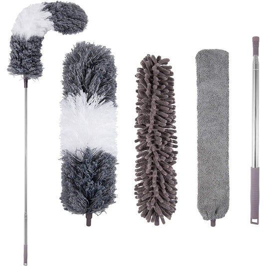 4pcs Set Microfibre Feather Duster Telescopic Bendable Dusters