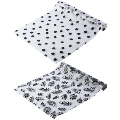 2 Rolls Kitchen Cabinets Shelf Liner Leaves and Dots