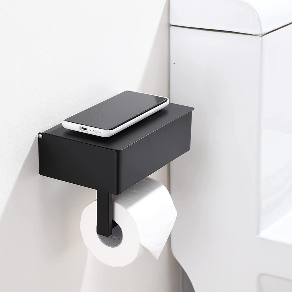 Toilet Paper Holder With Shelf Flushable Wipes Dispenser Fits For Bathroom Wipe Storage-Style 2