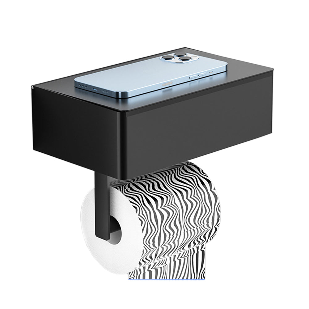 Toilet Paper Holder With Shelf Flushable Wipes Dispenser Fits For Bathroom Wipe Storage-Style 2