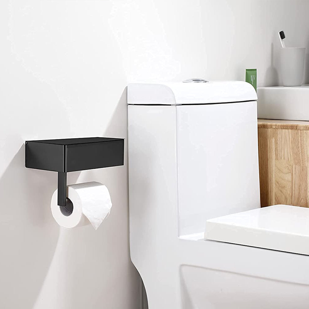 Toilet Paper Holder With Shelf Flushable Wipes Dispenser Fits For Bathroom Wipe Storage-Style 2