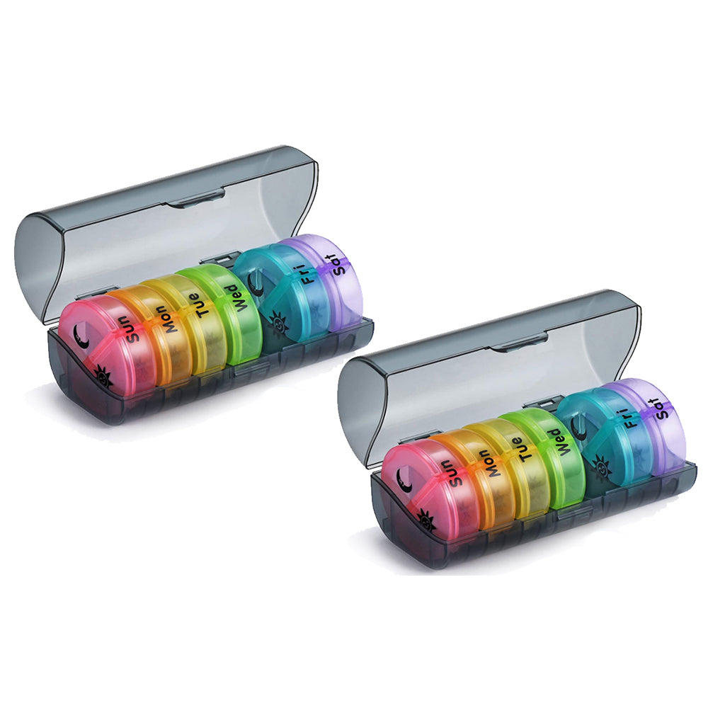2Pcs Weekly AM PM 7 Days Pill Box for Travel
