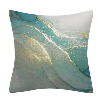 4 Pcs Set Marble Texture Turquoise and Gold Silver Pillow Covers