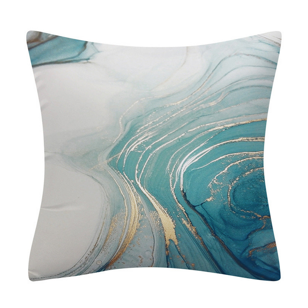 4 Pcs Set Marble Texture Turquoise and Gold Silver Pillow Covers