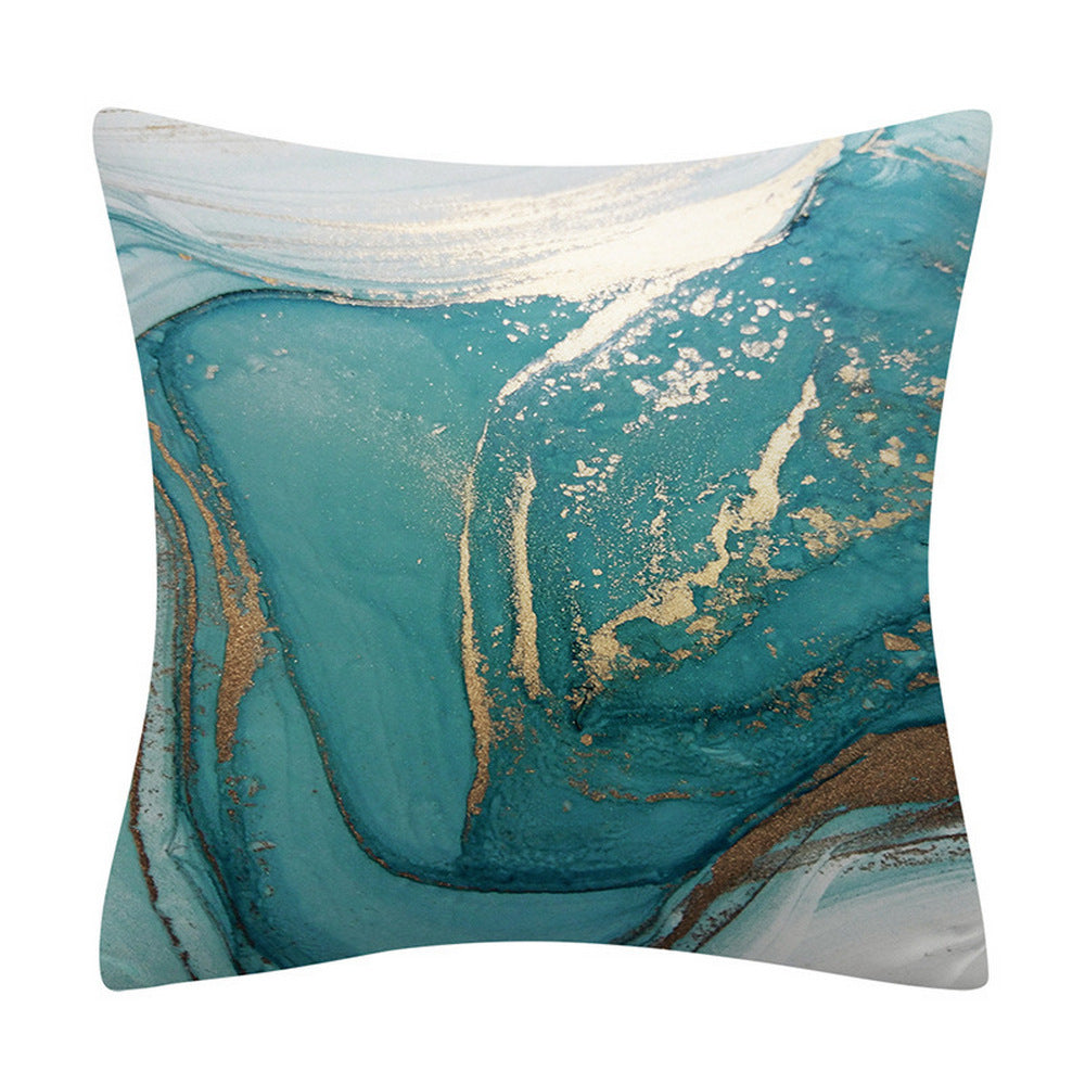 4 Pcs Set Marble Texture Turquoise and Gold Silver Pillow Covers