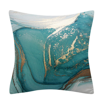 4 Pcs Set Marble Texture Turquoise and Gold Silver Pillow Covers