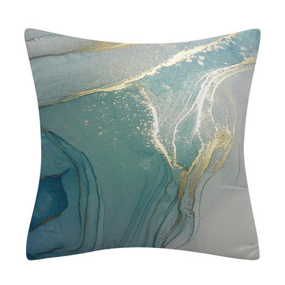 4 Pcs Set Marble Texture Turquoise and Gold Silver Pillow Covers