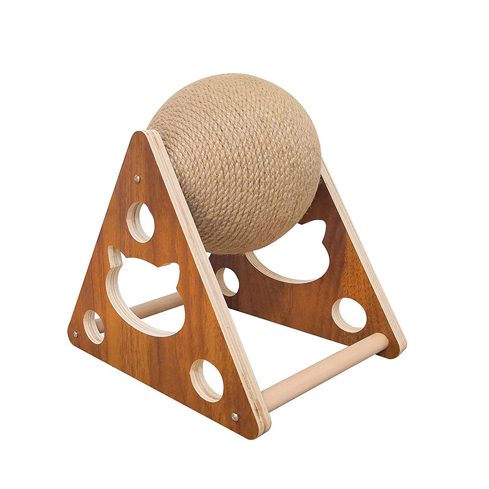 Interactive Natural Wood Cat Scratching Toy Ball for Cats