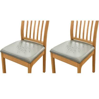 Chair Cover 2pcs PU Leather Stretch Chair Seat Cover Solid Waterproof Oilproof Dining Chair Slipcover Protector - Grey