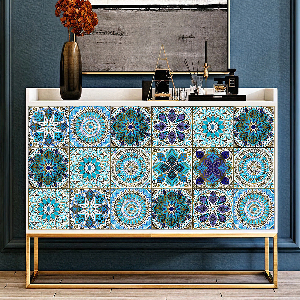 Wall Art 10pcs Moroccan Style Tile Wall Stickers Removable Decorative Kitchen Bathroom Stickers-Style 5