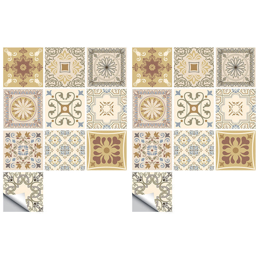Wall Art 20pcs Moroccan Style Tile Wall Stickers Removable Decorative Kitchen Bathroom Stickers-Style 4