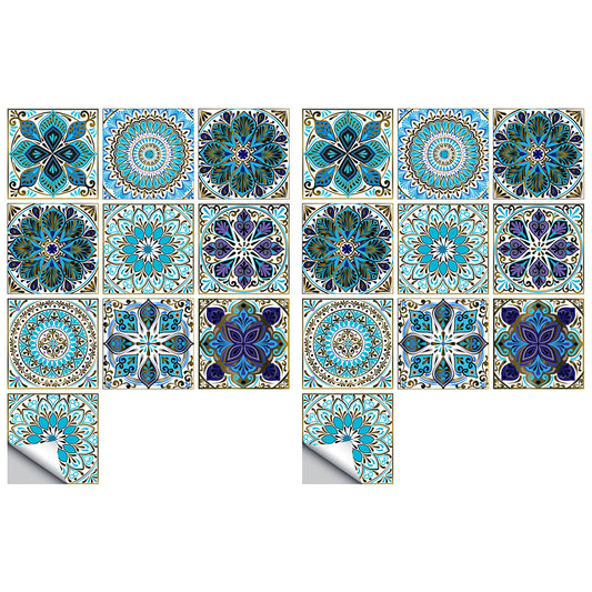 Wall Art 20pcs Moroccan Style Tile Wall Stickers Removable Decorative Kitchen Bathroom Stickers-Style 5