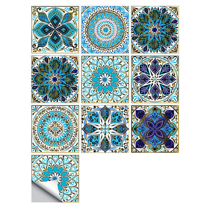 Wall Art 10pcs Moroccan Style Tile Wall Stickers Removable Decorative Kitchen Bathroom Stickers-Style 5