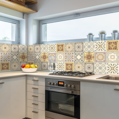 Wall Art 10pcs Moroccan Style Tile Wall Stickers Removable Decorative Kitchen Bathroom Stickers-Style 4