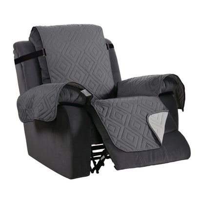 Recliner Chair Cover Water-resistant Reversible Quilted Recliner Chair Cover Sofa Slipcover with Non Slip Strap Couch Protector - Grey