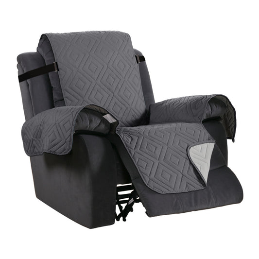 Recliner Chair Cover Water-resistant Reversible Quilted Recliner Chair Cover Sofa Slipcover with Non Slip Strap Couch Protector - Grey