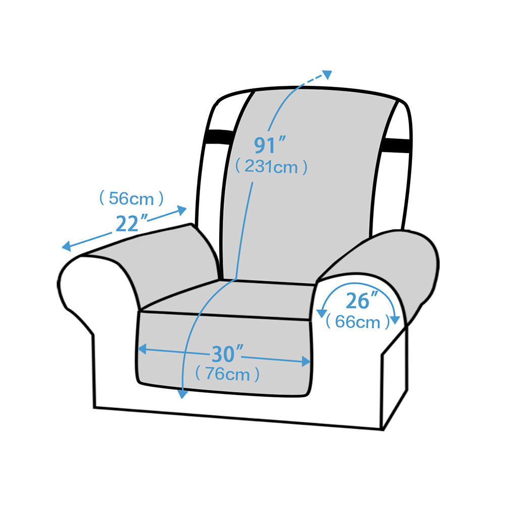 Recliner Chair Cover Water-resistant Reversible Quilted Recliner Chair Cover Sofa Slipcover with Non Slip Strap Couch Protector - Blue