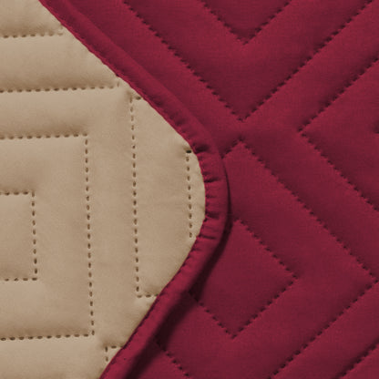 Recliner Chair Cover Water-resistant Reversible Quilted Recliner Chair Cover Sofa Slipcover with Non Slip Strap Couch Protector - Wine Red