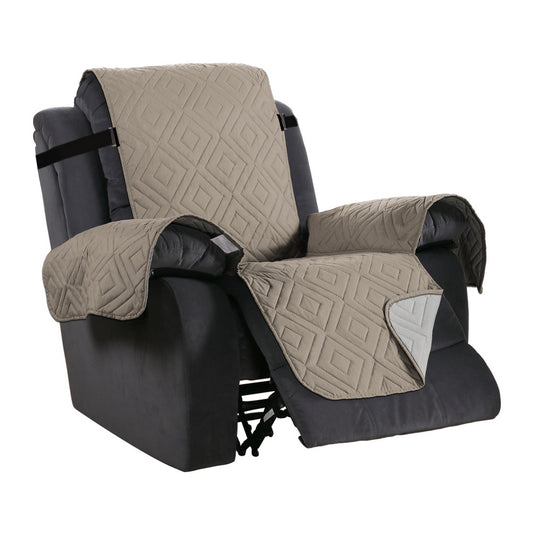 Recliner Chair Cover Water-resistant Reversible Quilted Recliner Chair Cover Sofa Slipcover with Non Slip Strap Couch Protector - Khaki