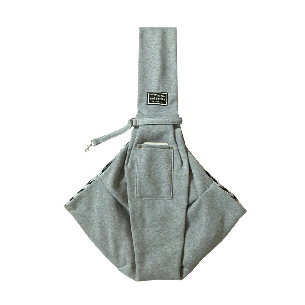 Reversible Pet Cat Sling Carrier Bag Puppy Travel Bag with Phone Pocket Grey