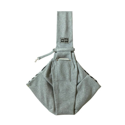 Reversible Pet Cat Sling Carrier Bag Puppy Travel Bag with Phone Pocket Grey