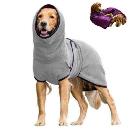 Dog Bathrobe Pet Drying Coat Towel Lightweight Soft Absorbent Dog Bath Robe Sleepwear -Grey