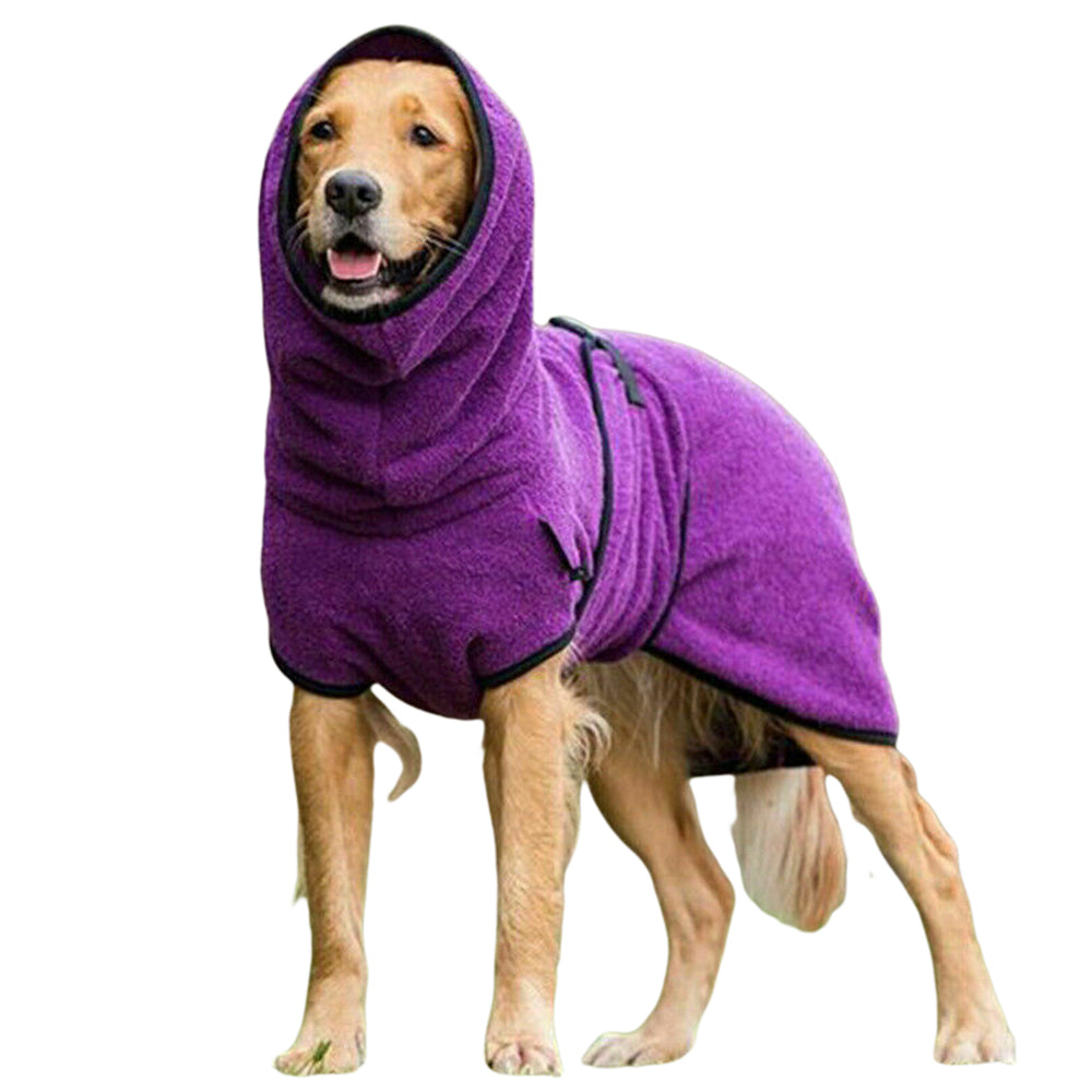 Dog Bathrobe Pet Drying Coat Towel Lightweight Soft Absorbent Dog Bath Robe Sleepwear -Purple