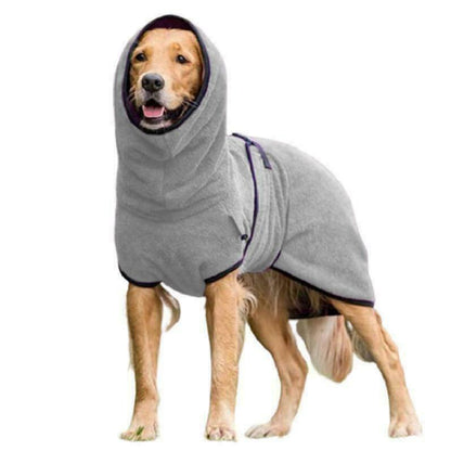 Dog Bathrobe Pet Drying Coat Towel Lightweight Soft Absorbent Dog Bath Robe Sleepwear -Grey