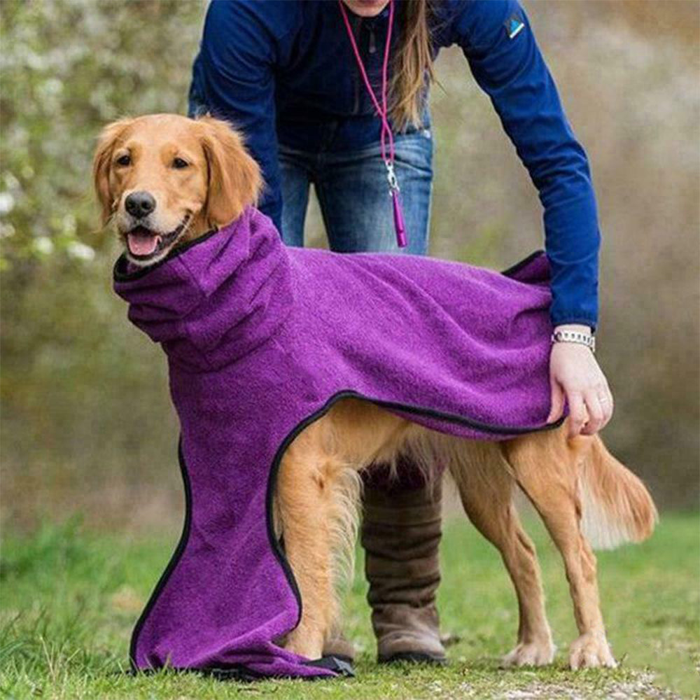 Dog Bathrobe Pet Drying Coat Towel Lightweight Soft Absorbent Dog Bath Robe Sleepwear -Purple