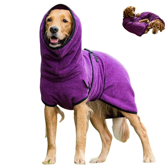 Soft Absorbent Dog Bathrobe Drying Coat - Purple