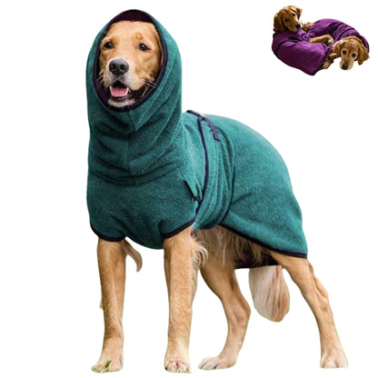 Dog Bathrobe Pet Drying Coat Towel Lightweight Soft Absorbent Dog Bath Robe Sleepwear -Lake Blue