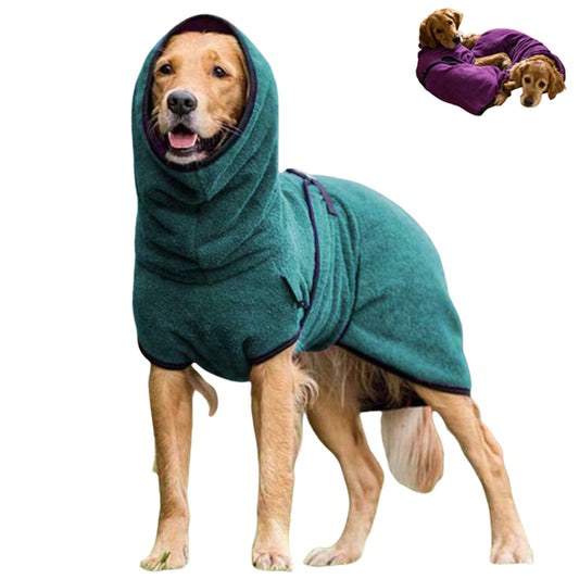 Soft Absorbent Dog Bathrobe Drying Coat - Lake Blue