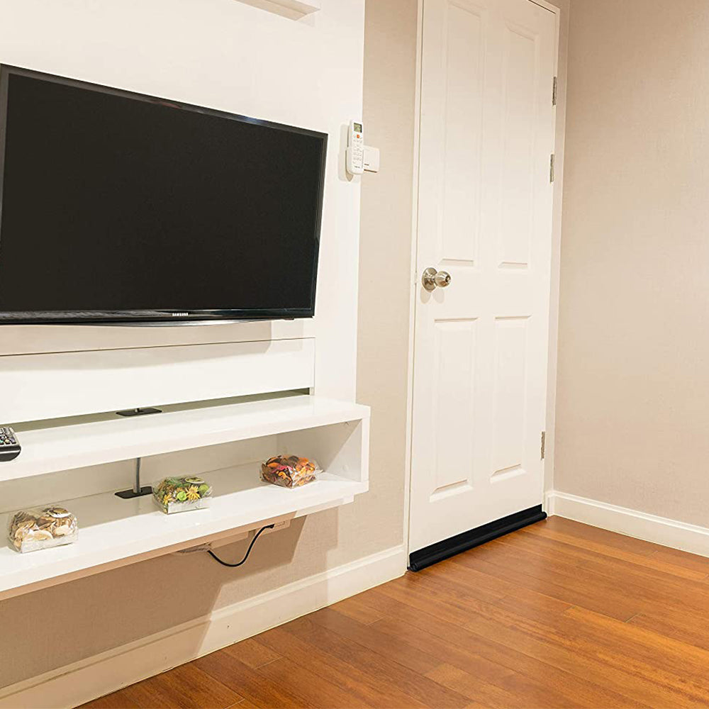 2pcs Door Draft Stopper Sweep Seal Bottom Strip Blocks of Doors for Exterior Interior Doors -Black