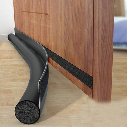 Door Draft Stopper Sweep Seal Bottom Strip Blocks of Doors for Exterior Interior Doors -Black