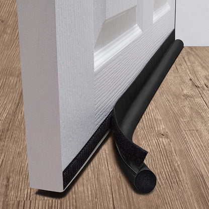 Door Draft Stopper Sweep Seal Bottom Strip Blocks of Doors for Exterior Interior Doors -Black