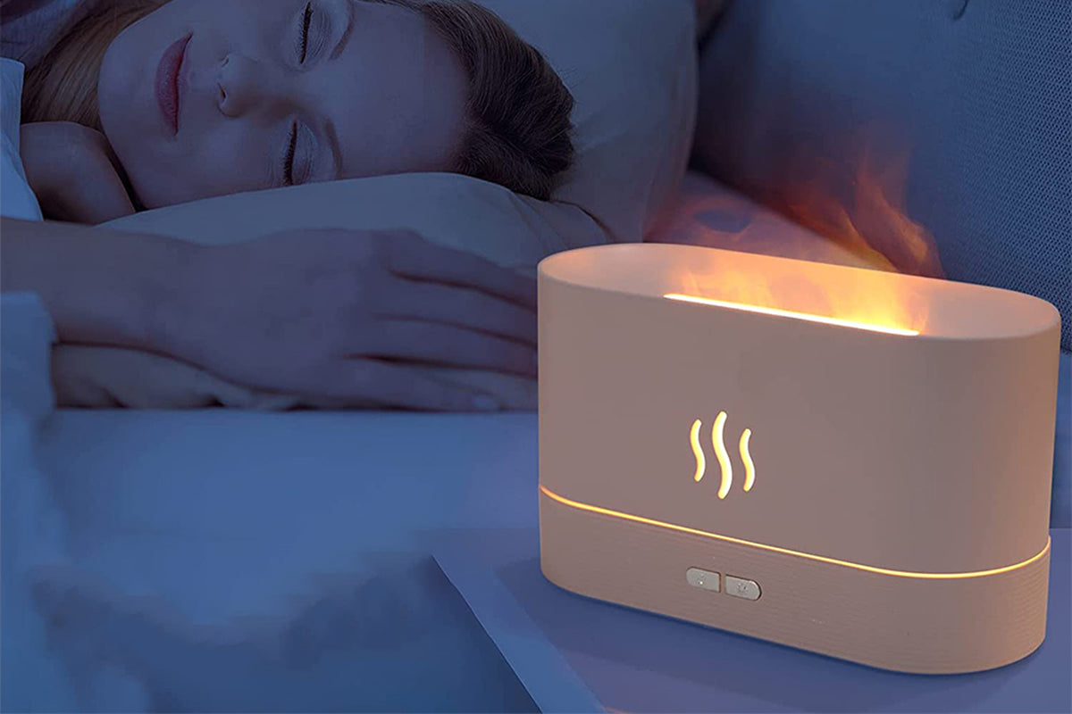 Flame Air Diffuser Humidifier Quiet Aroma Diffuser Noiseless Essential Oil Aromatherapy Diffuser-White
