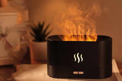 Flame Air Diffuser Humidifier Quiet Aroma Diffuser Noiseless Essential Oil Aromatherapy Diffuser-Black