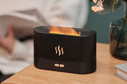 Flame Air Diffuser Humidifier Quiet Aroma Diffuser Noiseless Essential Oil Aromatherapy Diffuser-Black