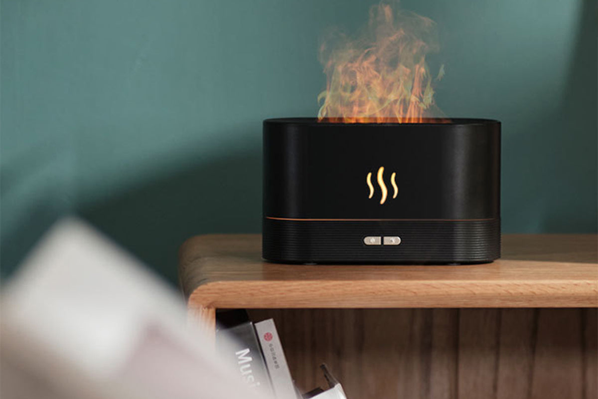 Flame Air Diffuser Humidifier Quiet Aroma Diffuser Noiseless Essential Oil Aromatherapy Diffuser-Black