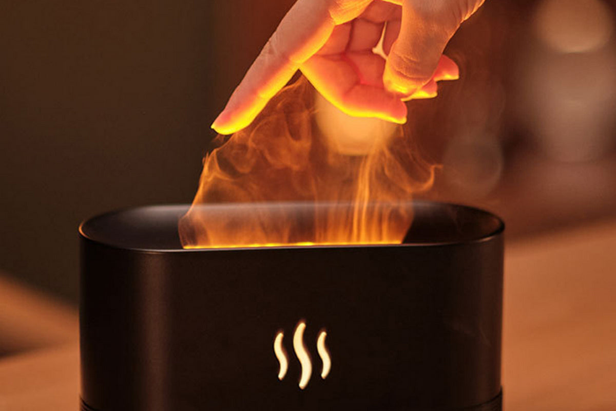 Flame Air Diffuser Humidifier Quiet Aroma Diffuser Noiseless Essential Oil Aromatherapy Diffuser-Black